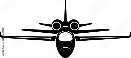 Airplane, fighter jet, aircraft icon, black silhouette, aviation symbol