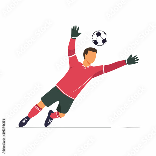 Soccer Goalkeeper Diving to Save Ball