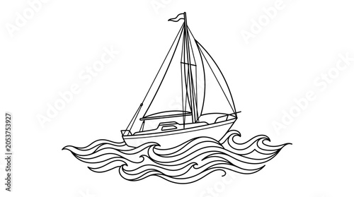 Sailing boat on the water surface.