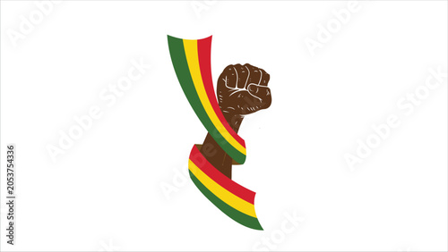 Raised fist holding Juneteenth flag illustration