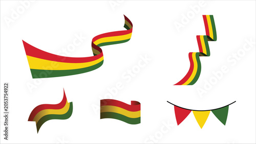 Juneteenth flag red yellow green color illustration decorative element