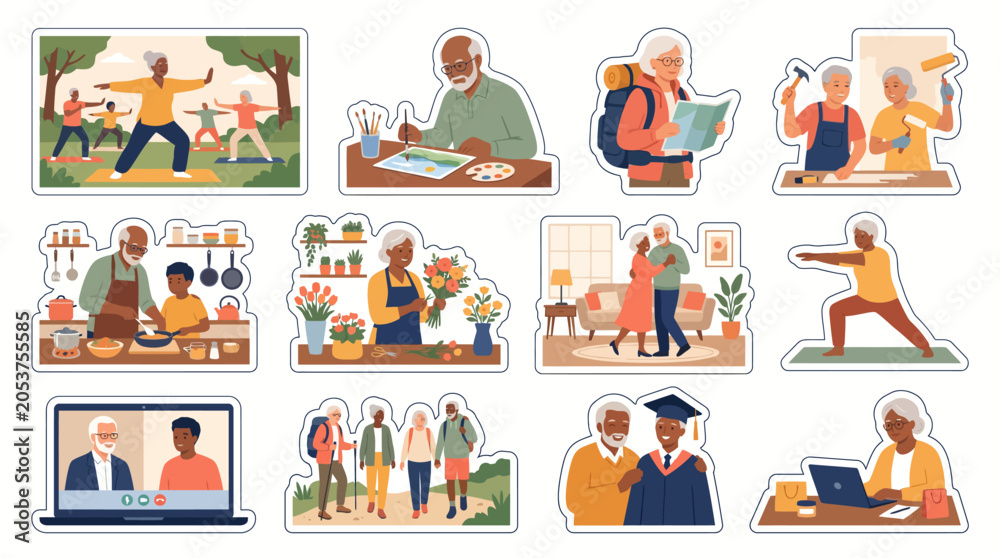 Fototapeta premium Diverse Senior Activities Active Lifestyles Learning and Social Engagement.