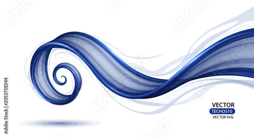 Εκτύπωση καμβά Dynamic blue wave abstract background with swirling motion