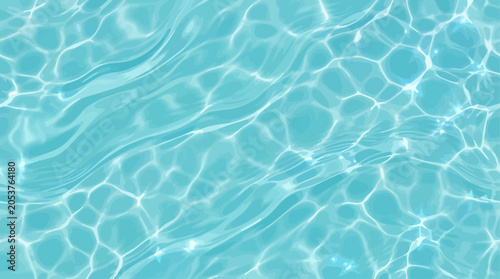 Isometric seamless pattern of rippling blue swimming pool water with caustic light reflections for summer background and graphic design