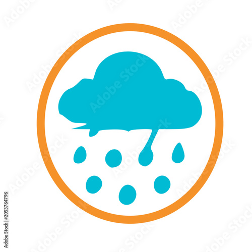 Colorful cloud raining on a bright circular background illustration.