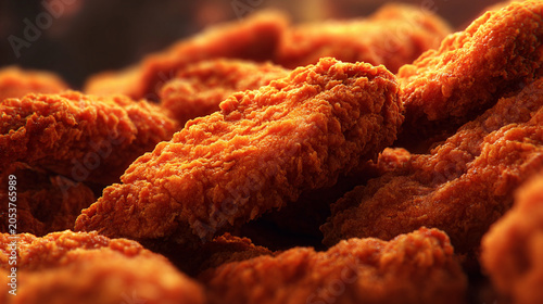 Closeup of crispy fried chicken wings in a pile