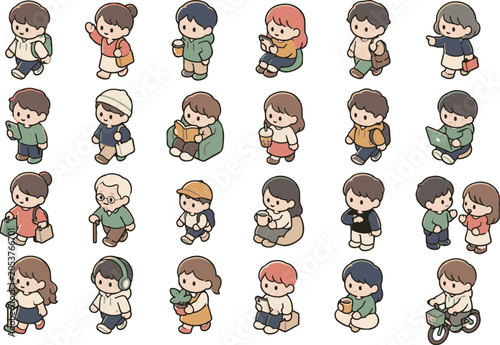 Cute Kawaii Isometric People Sticker Set for Everyday Lifestyle Design