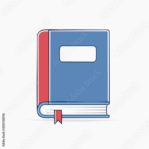 Simple Illustration of a Closed Book with a Red Bookmark