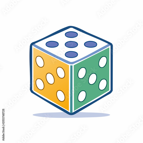 Stylized Dice with Colorful Sides