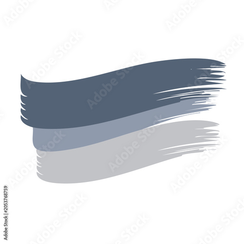 Three layered brush strokes in blue and gray on transparent background