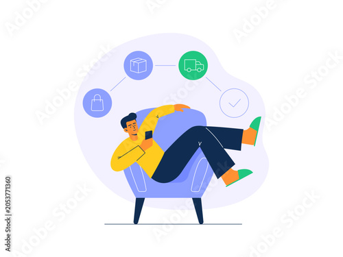 Order tracking and delivery management concept. Shipping updates, logistics monitoring, and e-commerce customer service. Vector flat illustrations isolated on a white background.