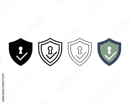 Cyber Security Shield Icon Evolution Set | Data Protection Security Vector Icons | Solid Outline Line Art Flat Color Pack 