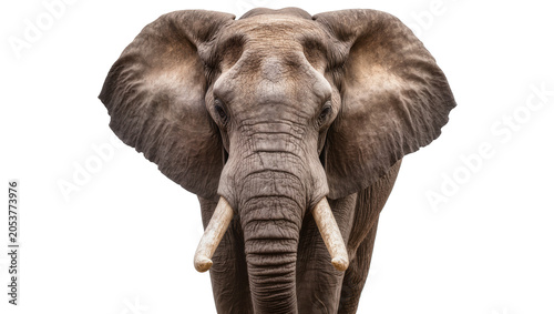 Canvas Print African elephant head with large tusks and ears