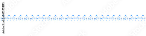 Seamless Snowman Border Vector Illustration for Christmas holiday decorations and greeting card borders. Winter Holiday Snowmen Decorative Divider for seasonal web headers and festive designs.