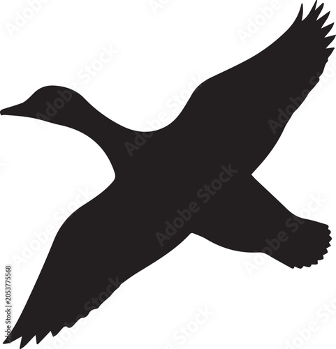 Φωτογραφία Silhouette of a duck in flight, wings outstretched, a classic symbol of nature and freedom