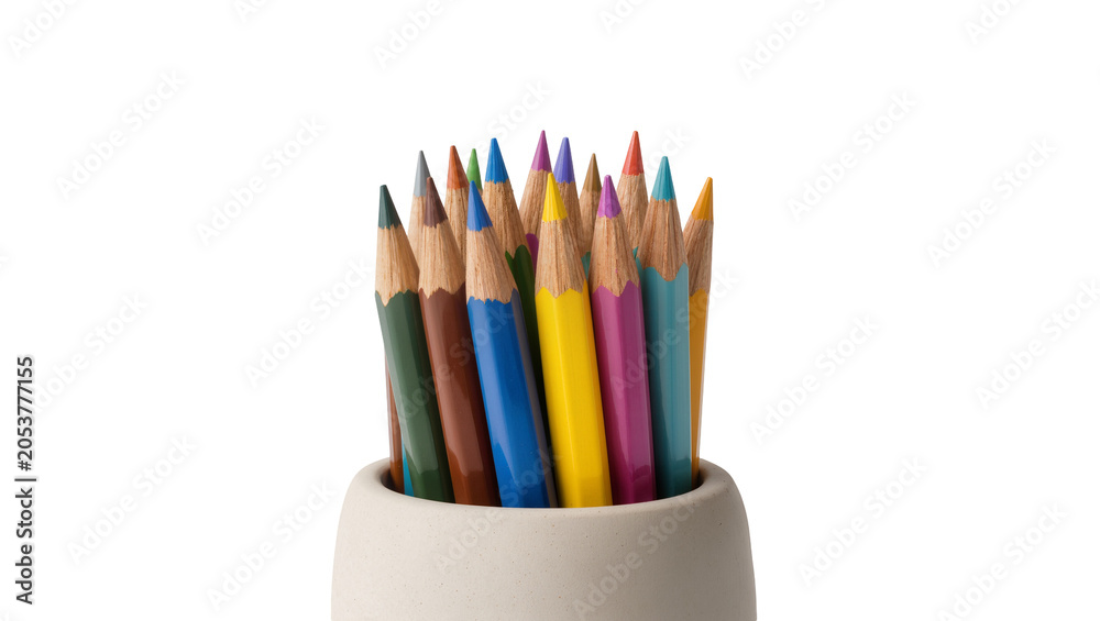 Fototapeta premium Group of colored pencils in a holder