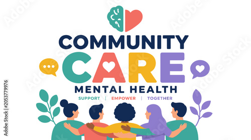 Community Mental Health Support Group Illustration.