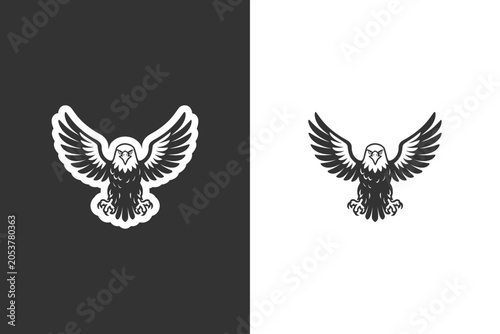 Fotografi A detailed illustration of an eagle with outstretched wings, presented in a grap