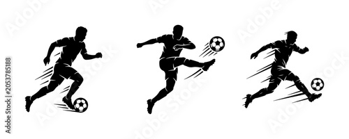 Foto Soccer football player silhouette vector set with motion speed lines, dynamic at