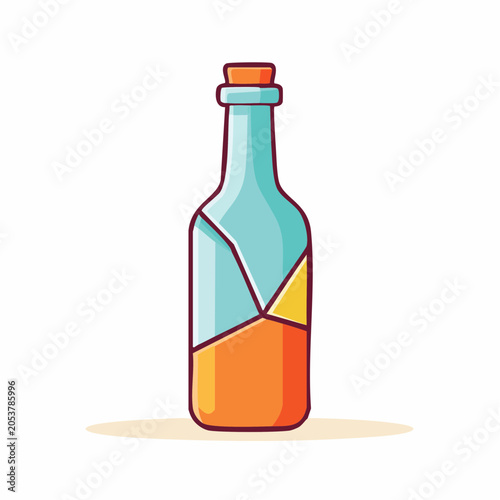 Stylized Bottle with Orange Liquid and Cork Stopper