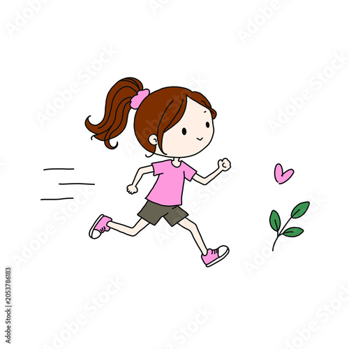 Cute woman character running from Sport Series, transparent PNG background
