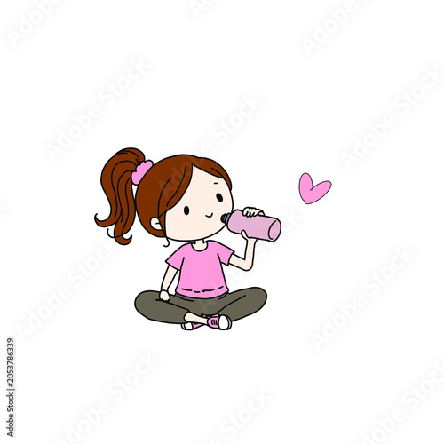 Cute woman character cooling down from Sport Series, transparent PNG background