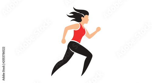 Woman Running in Red Top.