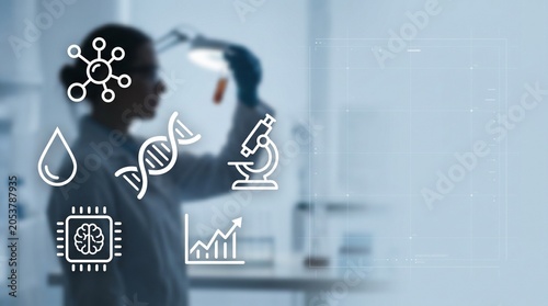 Biomarker Detection and Medical Research Concept with Scientist in Laboratory