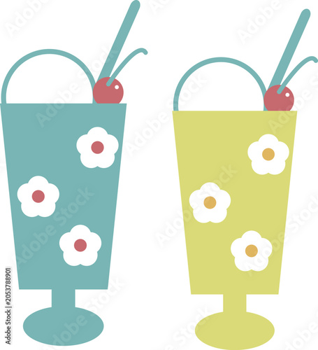 Retro Cream Soda in Vintage Glass Illustration