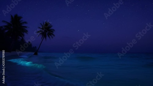Night seascape with dark water and a vast empty sky at dusk or dawn