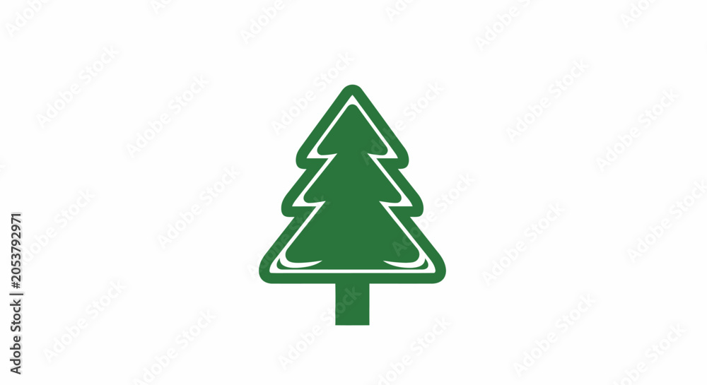 Fototapeta premium A stylized green tree icon set against a clean white background, simple and minimalistic design