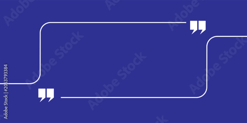Minimalist quotation box frame with white continuous line and speech marks on dark blue background