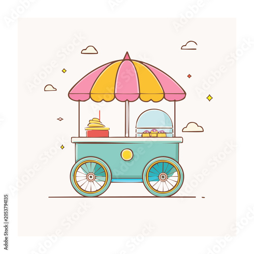Flat illustration of a food cart