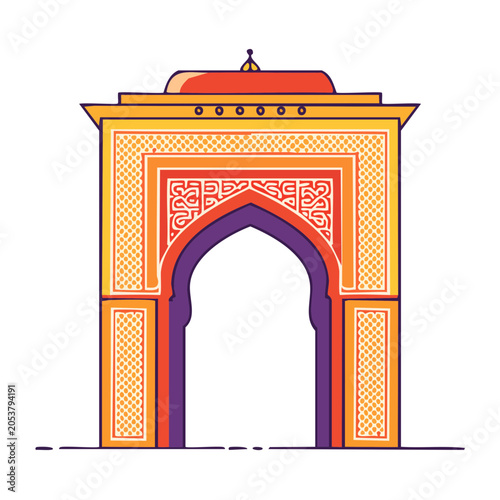 Flat vector illustration of an ornate archway