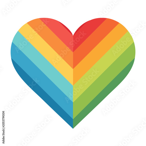 Rainbow Heart Flat Design Vector