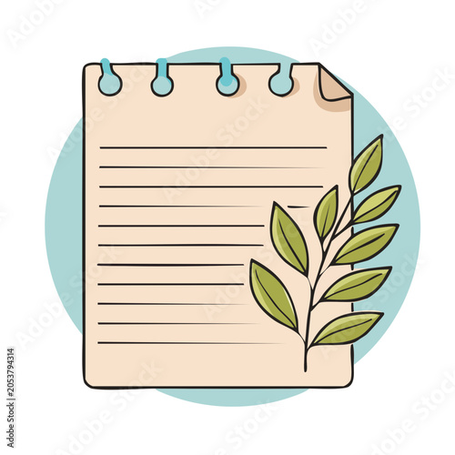 Sketch of notebook with leaves