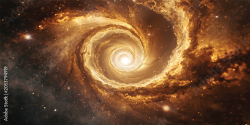Fotografie An abstract spiral galaxy illustration featuring a glowing blue vortex swirl and