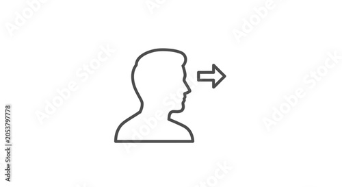 Simple logout icon with profile head and right pointing arrow