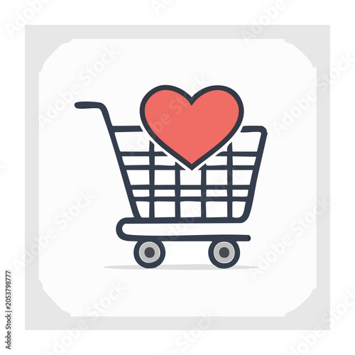 Shopping Cart with Heart Icon