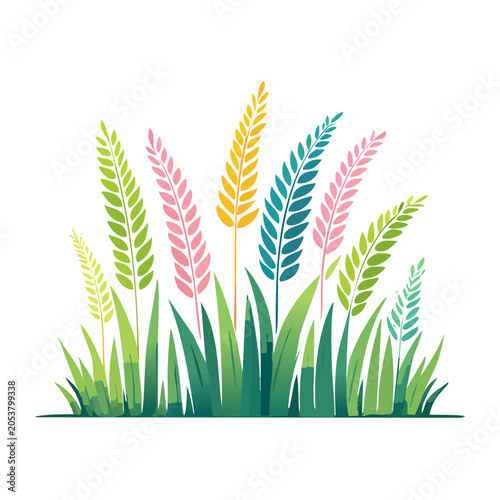 Colorful plants illustration in flat design style