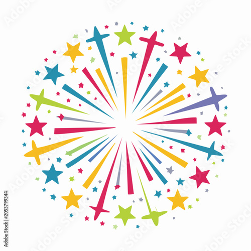 Colorful Starburst and Firework Explosion