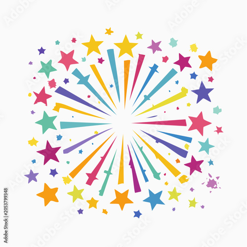 Colorful Starburst and Stars Explosion