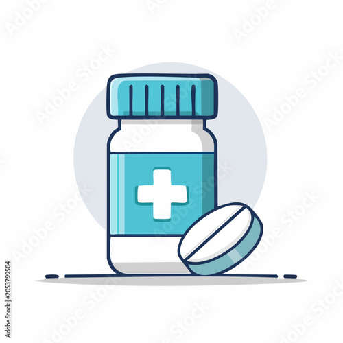 Medicine bottle and pill icon