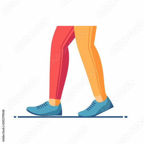Walking Legs with Colorful Pants and Sneakers