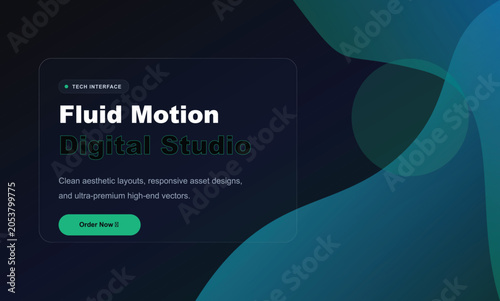 Modern tech interface design with fluid motion background