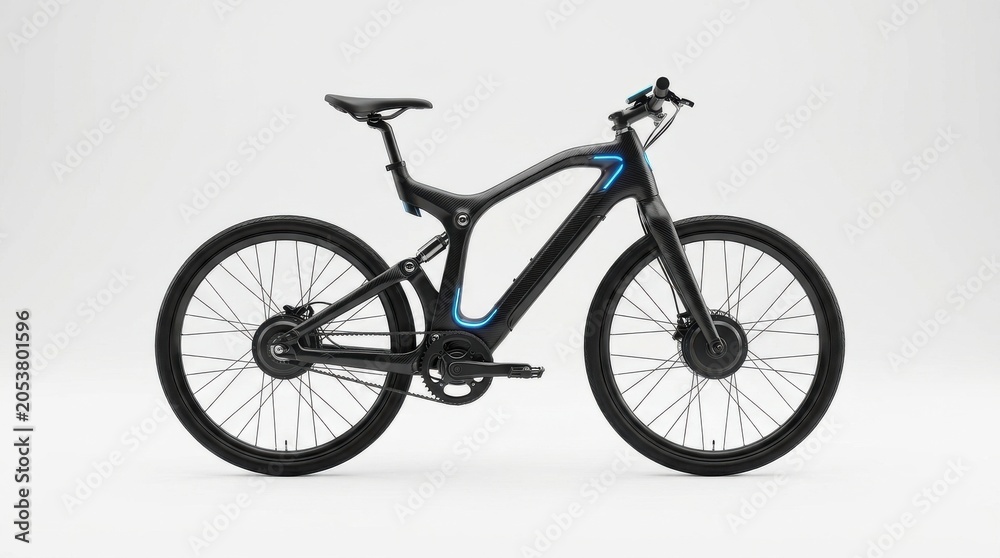 Obraz premium futuristic electric bicycle, adaptive frame geometry, isolated on white background