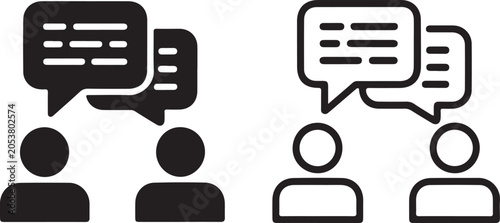 Two people talking with speech bubbles icon