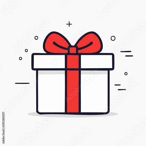 Gift Box with Red Ribbon and Bow