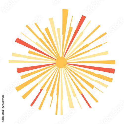 Minimalist abstract radial design with yellow and red elements
