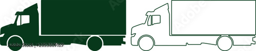 Foto Two Green Truck Icons One Solid Silhouette and One Outline lorry vehicle